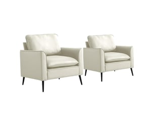 Fauteuil 80x68x80 cm style nordique rétro en simili cuir blanc