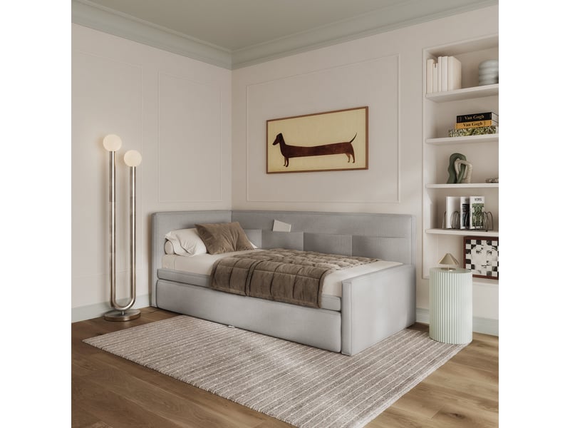  Selsey nesmi - lit rembourré - 90x200 cm - gris clair Nesmi - Conforama B