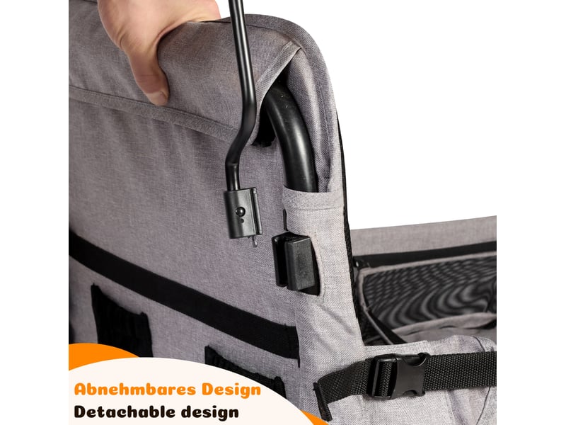  Poussette wagon 4 places pliable 138x126x72 cm – gris – grande couchette, auvent et tablette  - Conforama E
