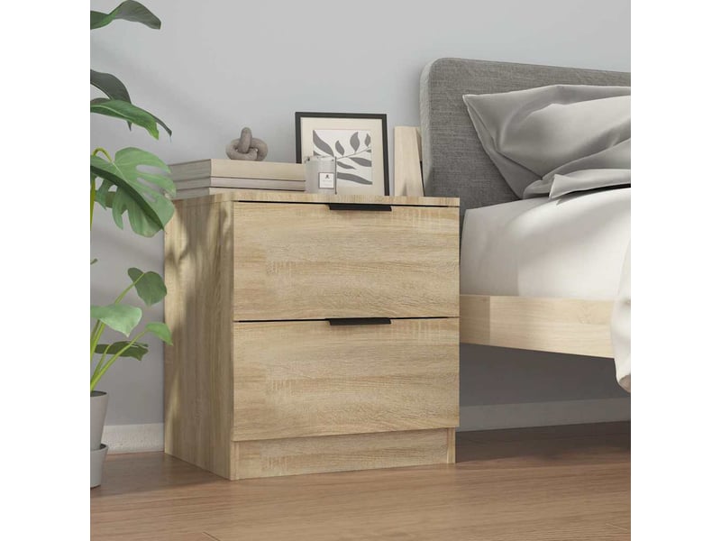  Vidaxl tables de chevet chêne sonoma bois ingénierie commode rangement 45x39x50cm chambre coucher  - Conforama D