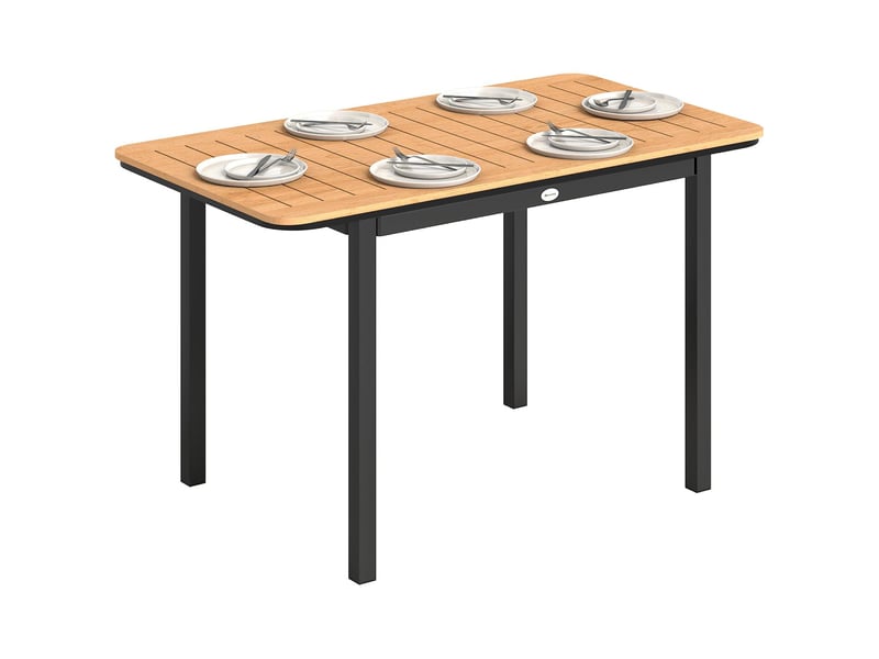  Table de jardin rectangulaire 6 personnes bois composite métal marron 127x70 cm  - Conforama A