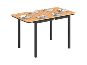 Table de jardin rectangulaire 6 personnes bois composite métal marron 127x70 cm