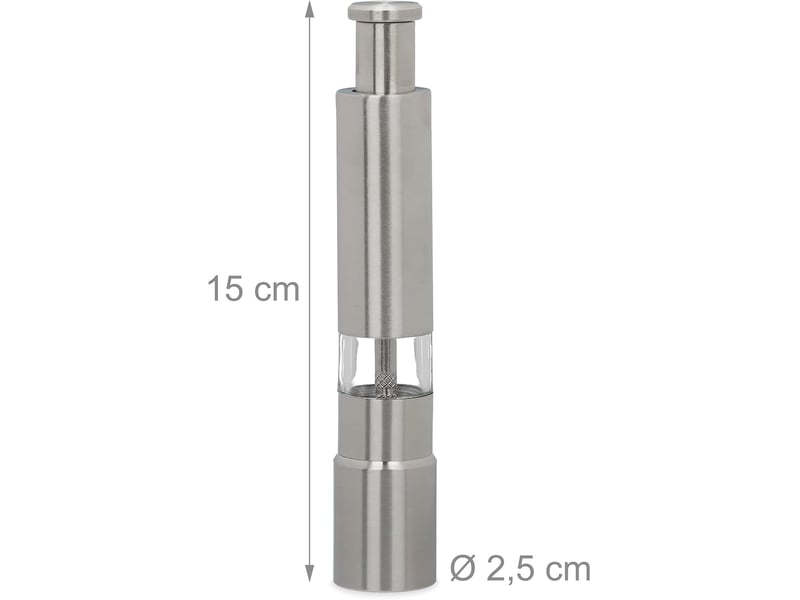  Lot de 2 moulins à poivre manuels en acier inoxydable argenté  - Conforama D