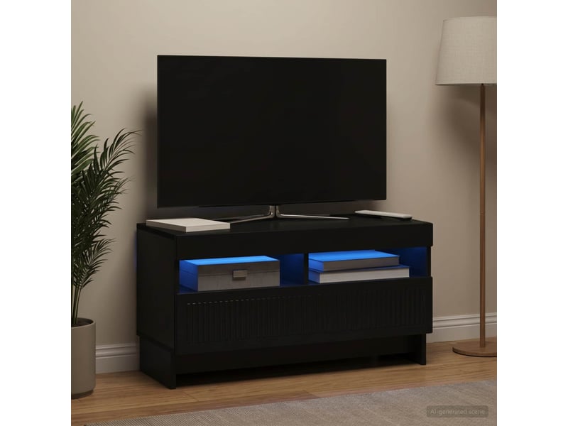  Meuble tv - banc tv - meuble de rangement led noir bois d'ingénierie  - Conforama B