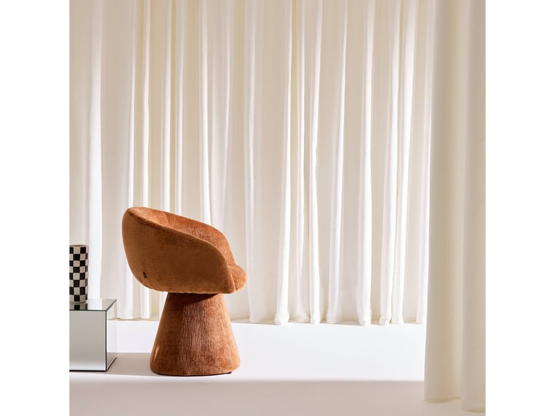  Fauteuil pivotant 180° tissu coton terracotta - assia  - Conforama C