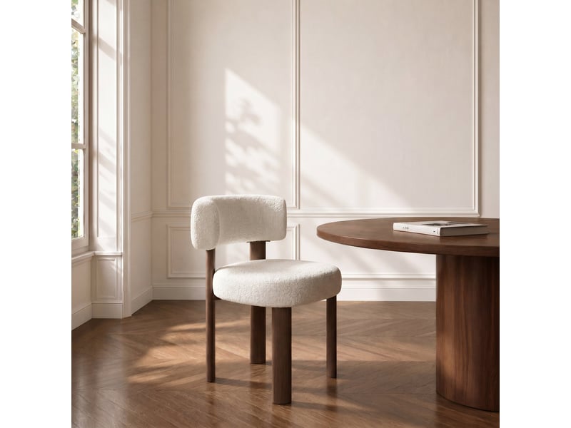  Lot de 2 chaises en tissu bouclette crème rich SC47TBCR - Conforama B