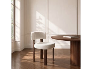 Lot de 2 chaises en tissu bouclette crème rich