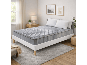 Ensemble sommier tapissier et matelas 160x200 cm - couleur : blanc - matelas latex accueil moelleux