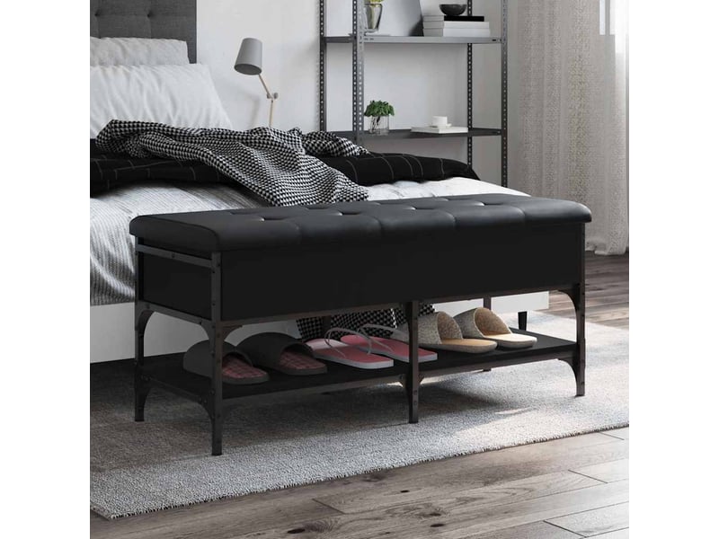  Banc à chaussures, banc de rangement noir 102x42x45 cm bois d'ingénierie  - Conforama B
