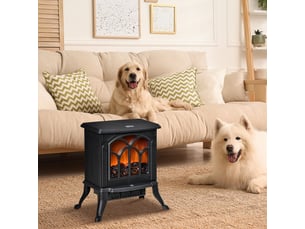 Cheminée électrique sur pied 7501500 w, fausse cheminée décorative avec effet flamme led, protection contre la surchauffe, zone de couverture 15-20 m², noir