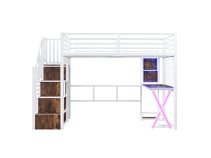 Lit mezzanine 90x200 cm <strong>ZOVIRA</strong>  <strong></strong> coloris blanc
