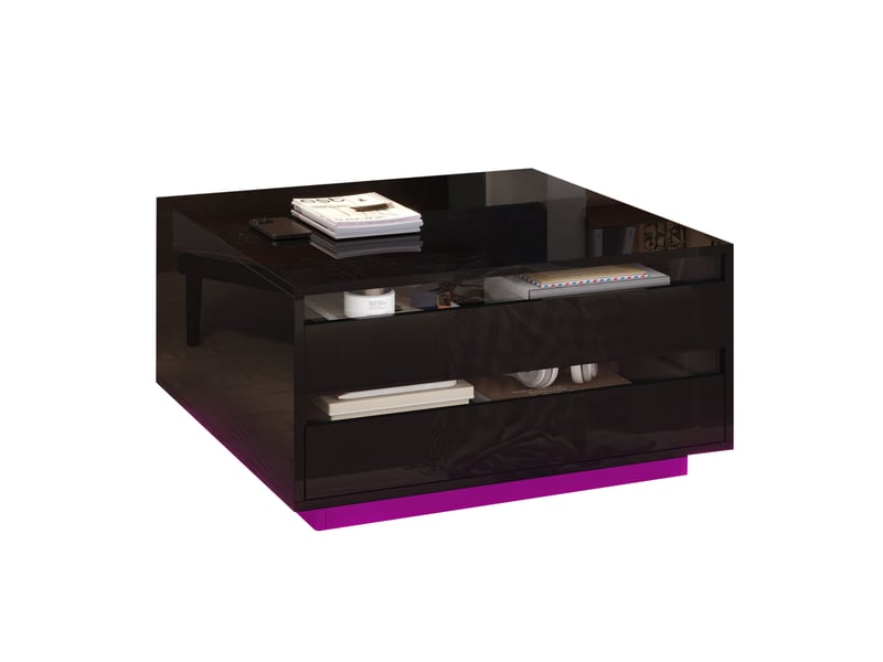  Table basse 70x70x38 cm plateau relevable panneau de particules noir  - Conforama A