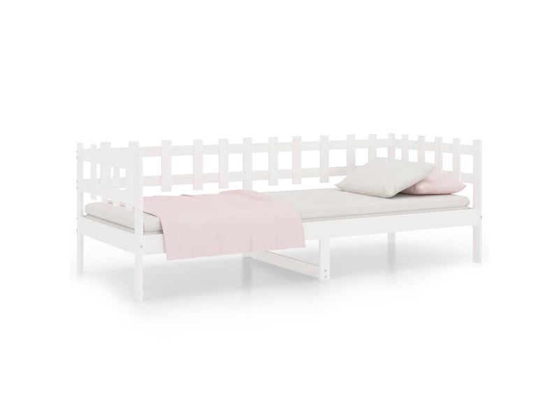 Lit simple- lit adulte - lit de jour sans matelas blanc 90x190 cm bois de pin massif - Conforama A