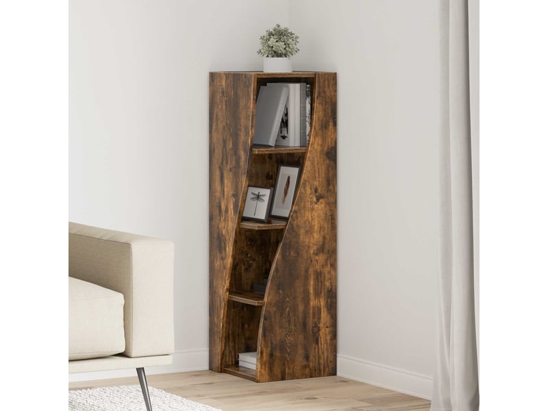  Meuble d'angle, meuble de rangement salon 32x32x102cm bois d'ingénierie chêne fumé  - Conforama B