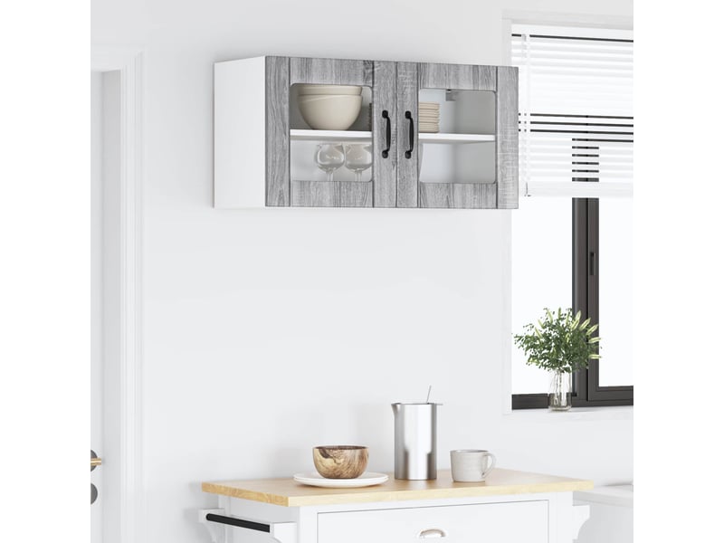 Meuble mural de cuisine, cabinet en verre mural sonoma gris 80x31x40cm - Conforama D