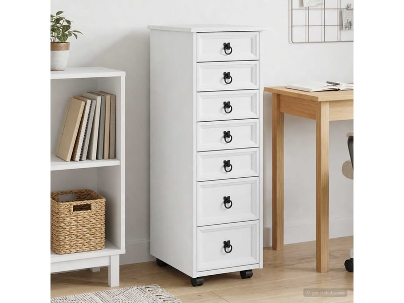  Caisson roulant de bureau avec tiroirs corona blanc shl624  - Conforama B