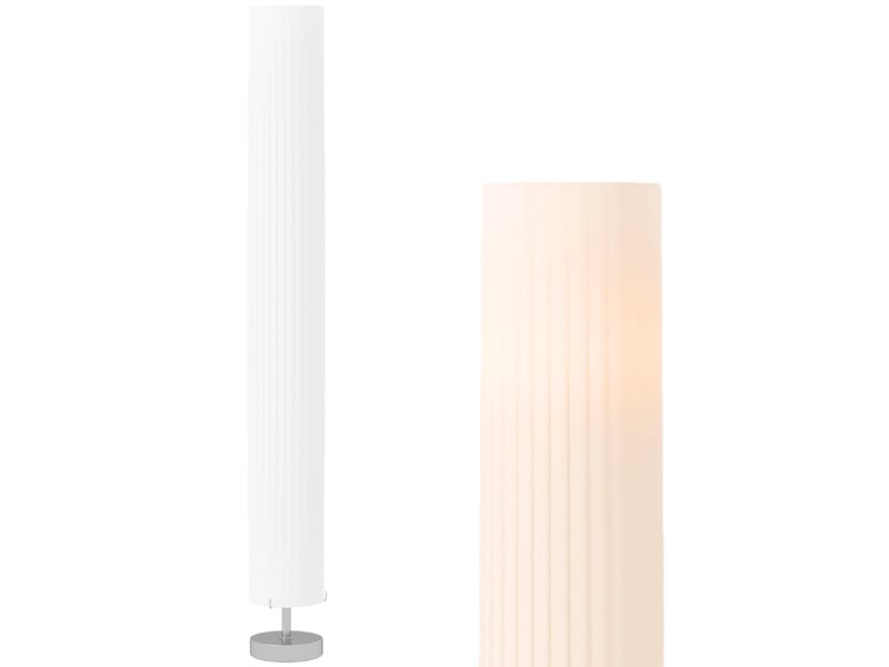  Lampe lampadaire colonne sur pied moderne lumière tamisée 40 w 14l x 14l x 120h cm inox blanc  - Conforama B