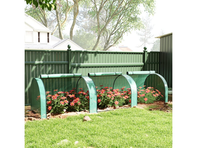  Serre tunnel de jardin en acier et plastique pp avec portes enroulables, 3 x 1 x 0,8 m, verte  - Conforama D