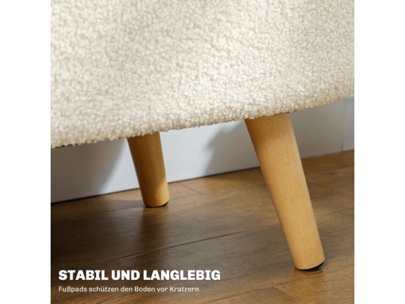  Banc de rangement blanc avec couvercle, repose-pieds en bois avec revêtement en tissu, pour entrée et salon  - Conforama E