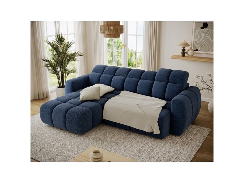 Canapé d'angle électrique fanoti 3 places bleu foncé – angle gauche - Conforama C