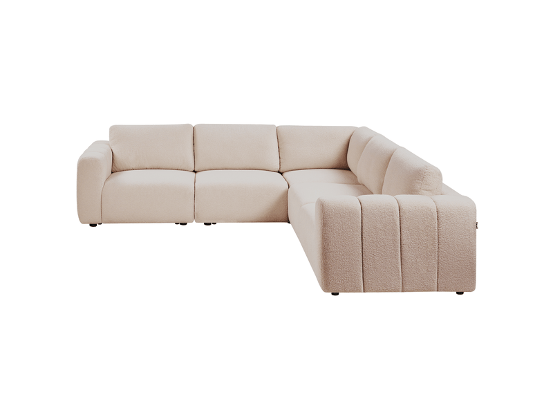 Canapé d'angle modulable 5 places kivvik bouclé beige côté gauche  - Conforama D