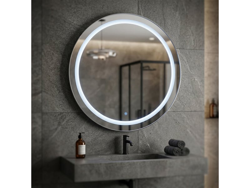  Miroir de salle de bain rond avec éclairage led ring maxi  - Conforama B