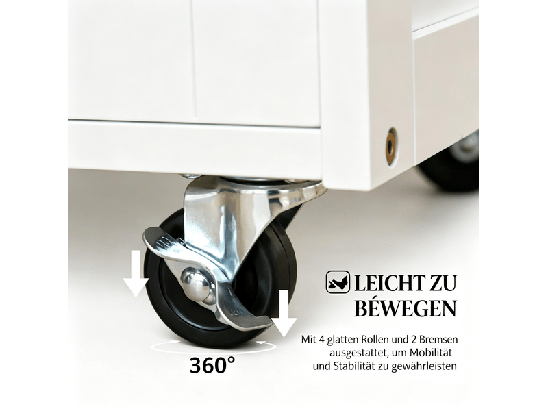 Îlot central avec tiroirs et rangement sur roulettes en mdf blanc l 67 cm - Conforama E