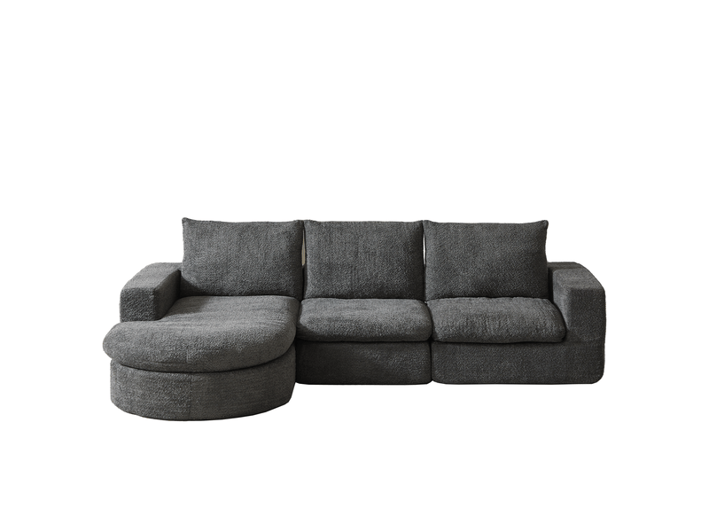 Canapé d'angle modulable modenvie 3 places en chenille gris avec méridienne réversible 250 x 160 x 80 cm  - Conforama A