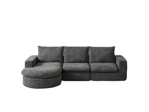 Canapé d'angle compressé réversible fixe <strong>MODENVIE</strong> <strong></strong> 3 places Tissu gris