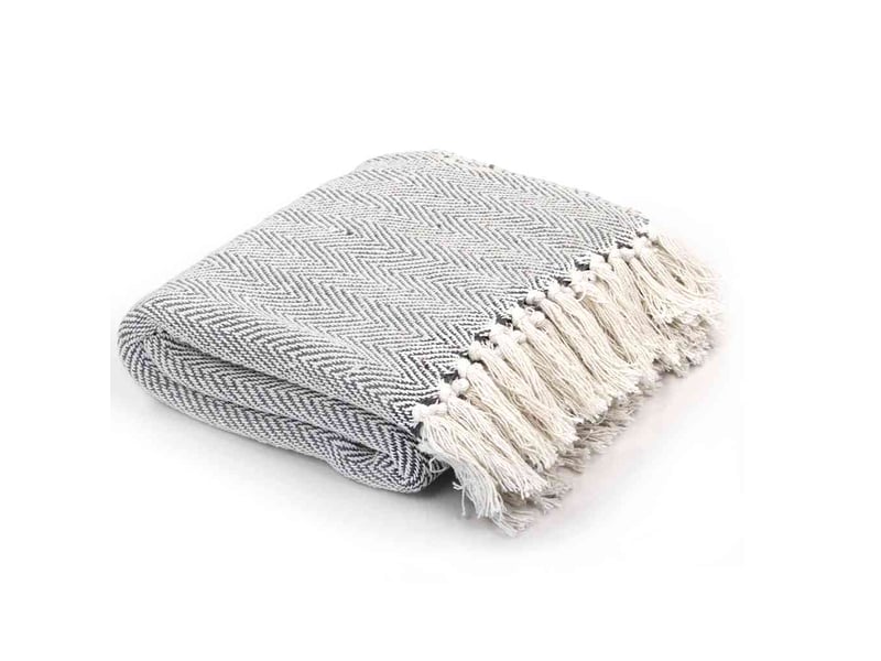  Couverture coton à chevrons 160x210 cm gris  - Conforama B