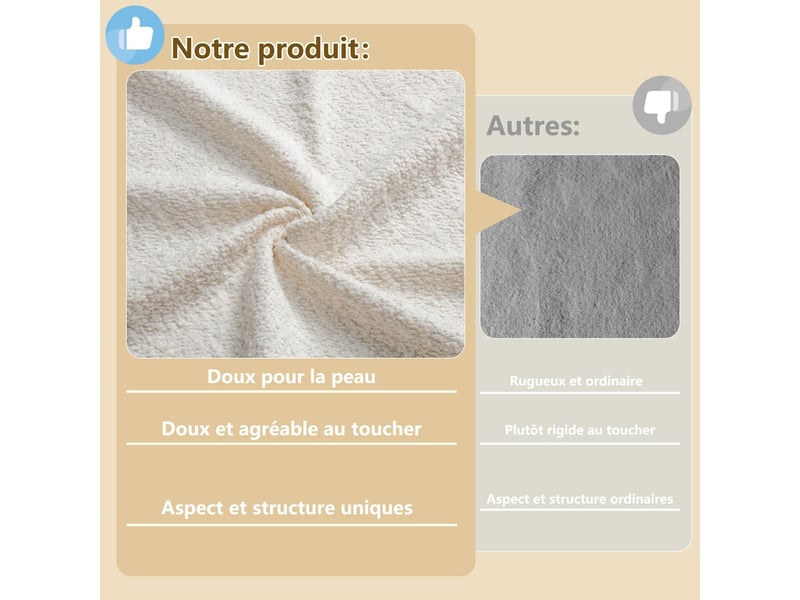  Lit 140 x 190 cm, velours beige lit double, barrières de sécurité amovibles, poche de rangement intégrée  - Conforama E