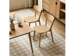 Lot de 2 chaises de salle à manger 49,5x43x78 cm dossier incurvé bois couleur bois, design naturel, confort optimal