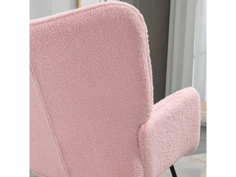  Fauteuil à bascule rose en fausse peau de mouton, relax, charge 120 kg, pour salon et chambre  - Conforama E