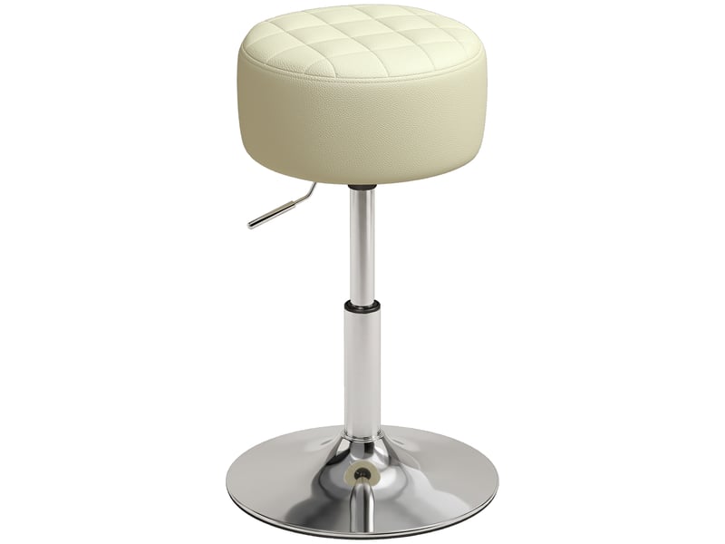  Tabouret de bar en similicuir blanc, hauteur réglable, pivotant à 360° et assise moelleuse.  - Conforama A