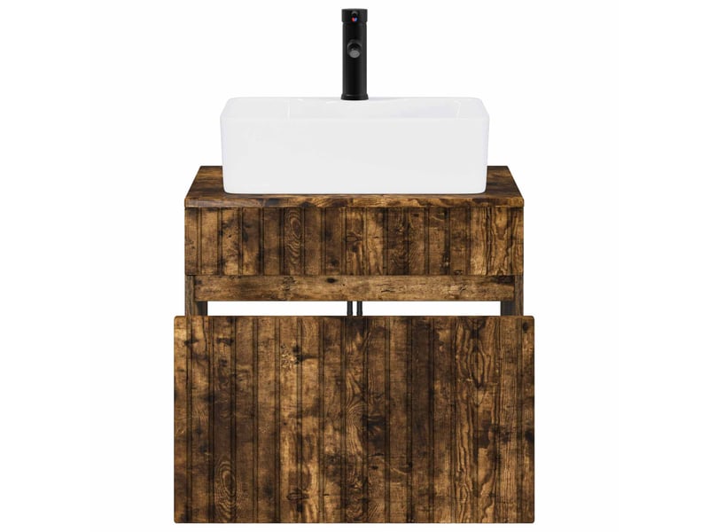 Ensemble de mobilier de salle de bain chêne fumé cf64633 - Conforama C