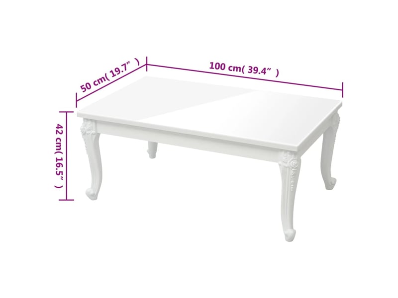  Table basse - table de salon - table à thé blanc brillant 100x50x42 cm bois d'ingénierie  - Conforama E