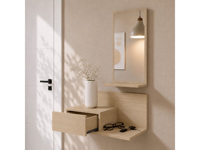  Meuble d'entrée | 1 tiroir avec miroir | console d'entrée | vestiaire | finition en couleur sonoma | 60x85,5x30cm | modèle isabela Isabela - Conforama D