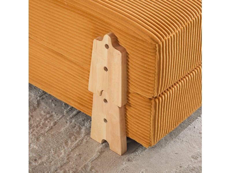  Fauteuil convertible 1 place 90 x 86 x 84 cm orange en velours côtelé, couchage d'appoint 90 x 170 cm  - Conforama E