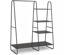 Portant moderne pour entrée et chambre 150 x 100 x 39 cm avec 5 tablettes pratiques en métal noir 13_0018564