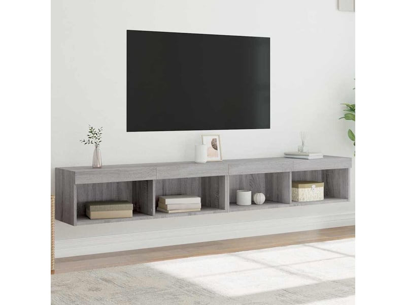  Meubles tv - banc tv - meuble de rangement avec lumières led 2 pcs sonoma gris 100x30x30 cm  - Conforama B