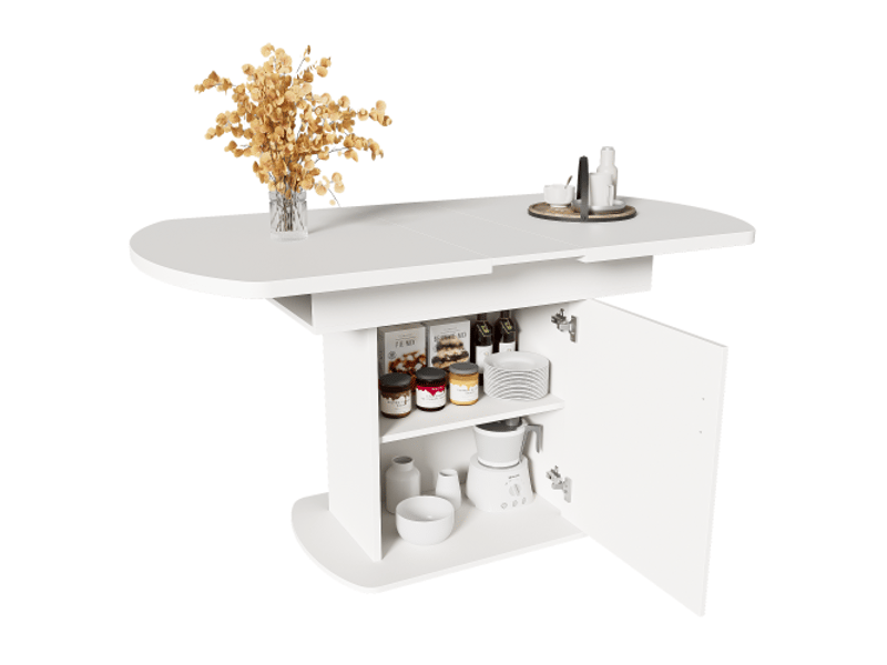 Table à manger extensible ovale 110130cm en panneau de particules avec rangements et poignée en or,blanc+or table bicolore - Conforama A