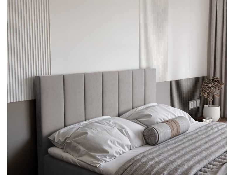 Lit coffre zelto - 160x200 cm - avec matelas et surmatelas - velours doux - gris ZELTO - Conforama D