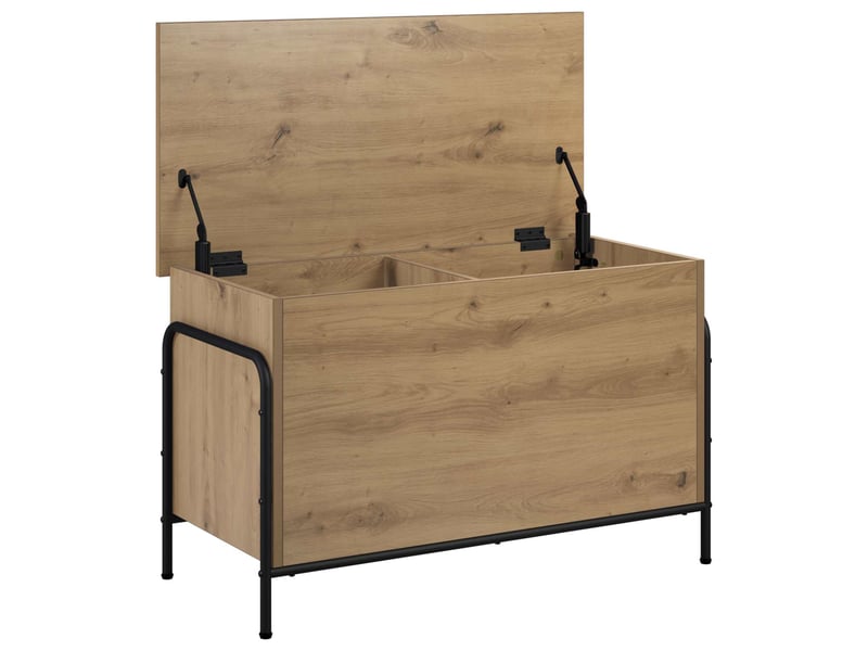  Boîte de rangement, coffre de rangement chêne artisanal 80x40x49,5 cm shl12256  - Conforama C