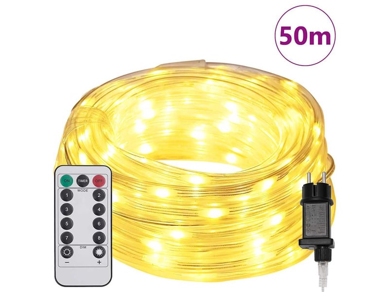  Lumière en corde, éclairage de noël avec 1200 led blanc chaud 50 m pvc cf62224  - Conforama C