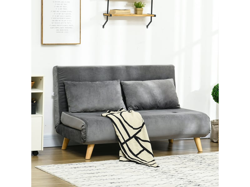  Fauteuil convertible 1 place avec dossier réglable 6 positions  - couchage d’appoint, polyester aspect velours gris  - Conforama C
