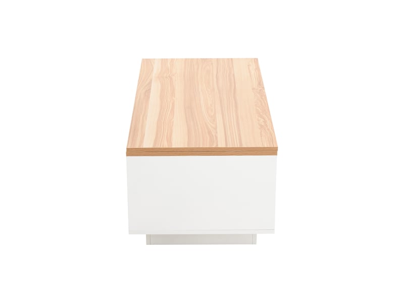  Table basse moderne - double mécanisme de levage - blanc avec finition bois - espace de rangement caché - 100x50x43cm  - Conforama W
