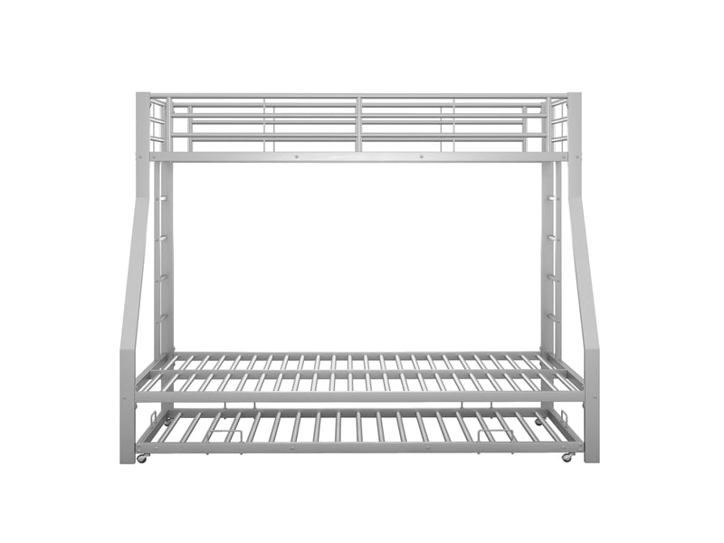  Lit superposé 90x200 cm avec lit gigogne 90x190 cm en métal argenté  - Conforama E