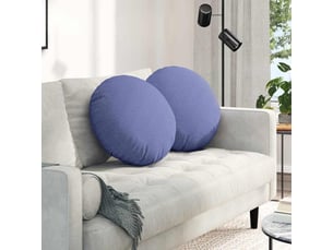 Lot de 2 coussins de siège, coussins décoratifs tissu bleu denim ø50 x 19 cm cf59769