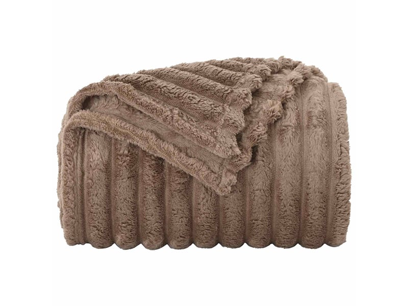  Plaid canapé camel 150x130 cm 0.45 kg polaire  - Conforama D