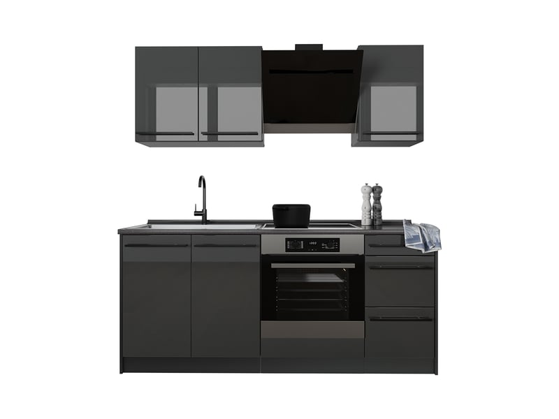  Vicco cuisine, anthracite haute brillanceanthracite, 180cm sans plan de travail  - Conforama E